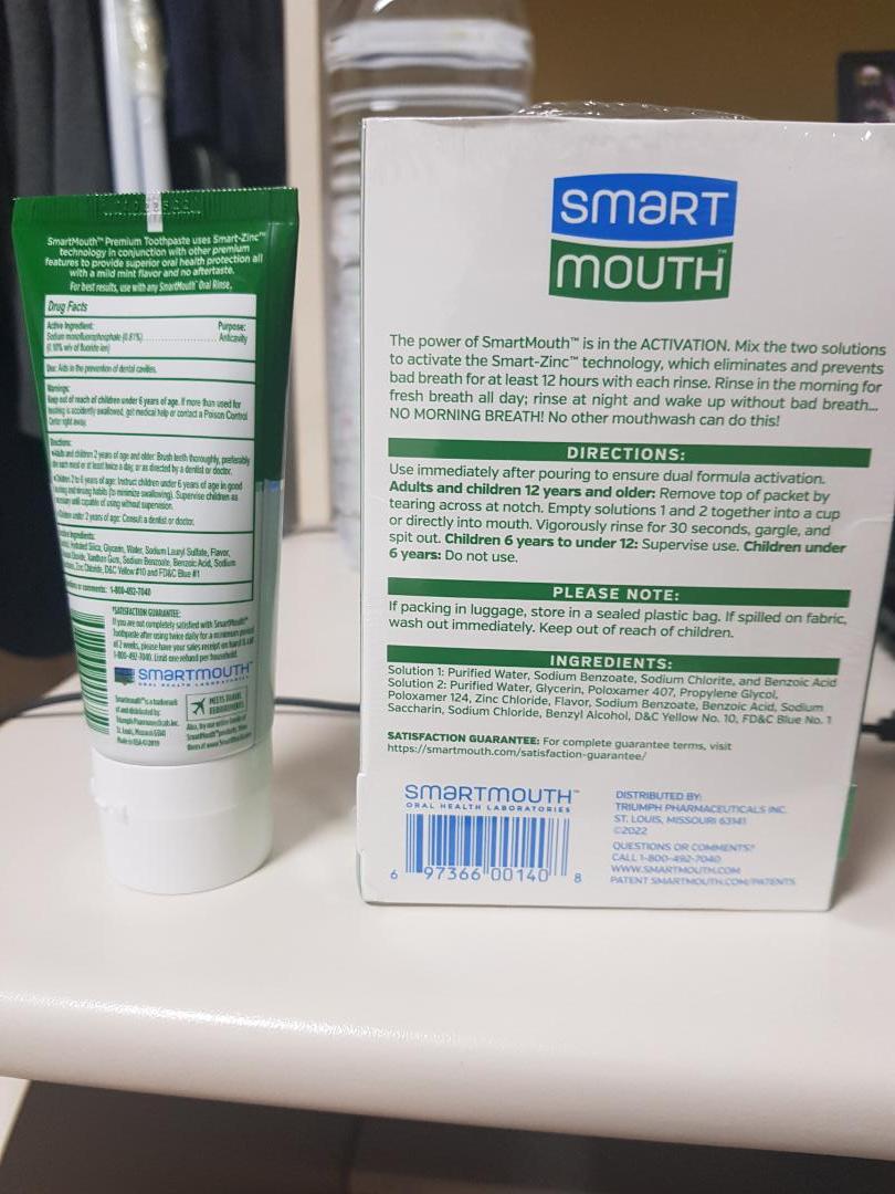 SmartMouth Premium Toothpaste & Original Activated Mouthwash Single Packs Travel Kit #2